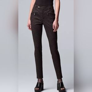 Simply Vera High Rise Leopard Skinny The Polished Twill Pants XS - NWT